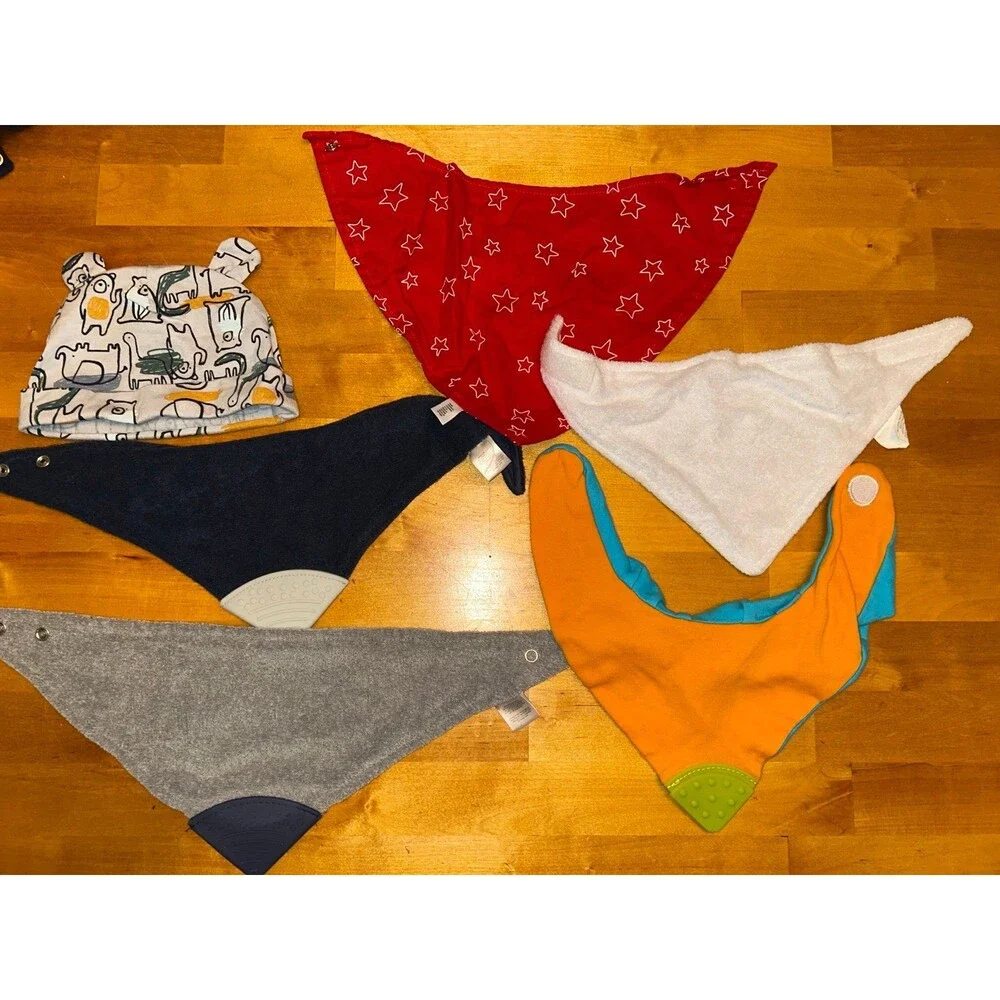 Baby Boy Bib Lot of 5 with 1 Hat